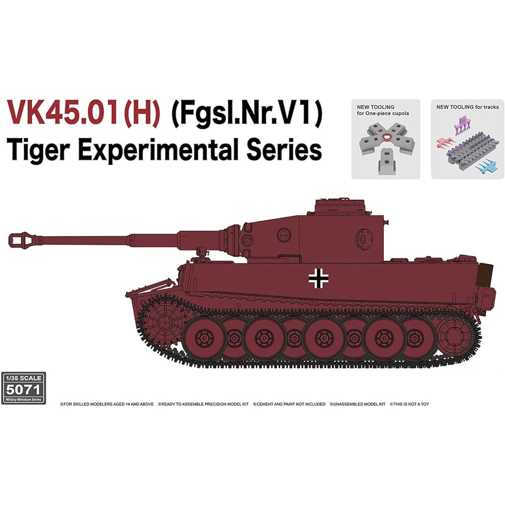 Ryfield Model 1/35 German Army VK45.01(H) (Fgsl.Nr.V1) Tiger 1 Henschel Prototype Plastic Model RFM5071 Molding Color