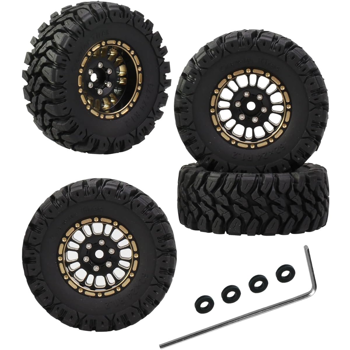 RCMYou RC Crawler Car 4pcs (1.2inch) Wheel Tires for 1/18 1/24 Trx4m Axial SCX24 FMSFCX24 Rc 1.2inch Tire Wheels Black