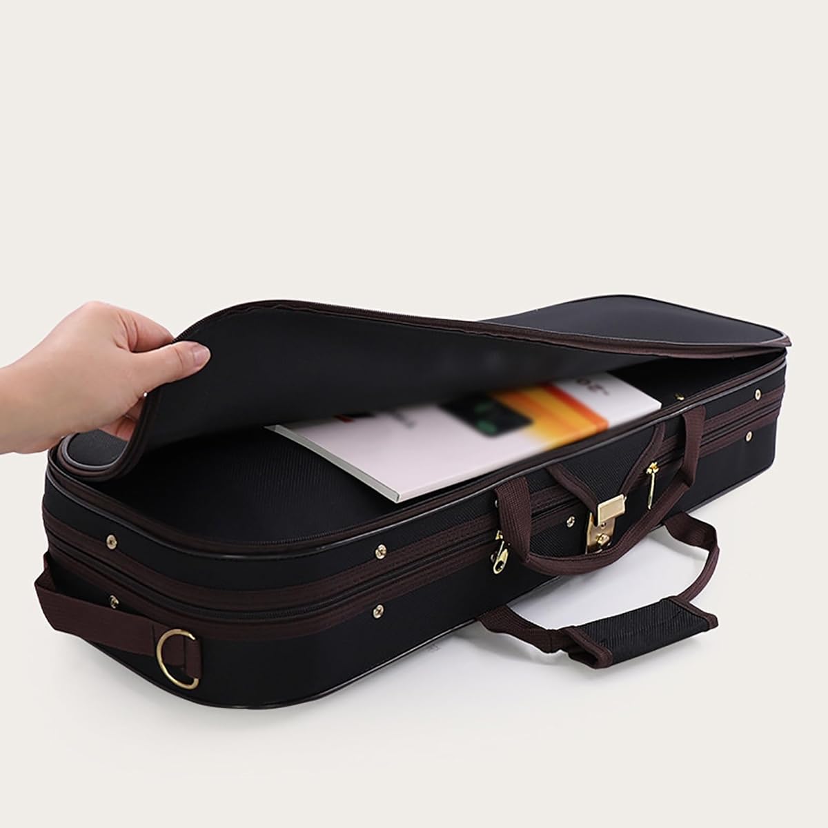 Violin Case Oxford Cloth Violin Case Double Shoulder One Shoulder Lightweight Violin Backpack (Color: Black, Size: 3/4)