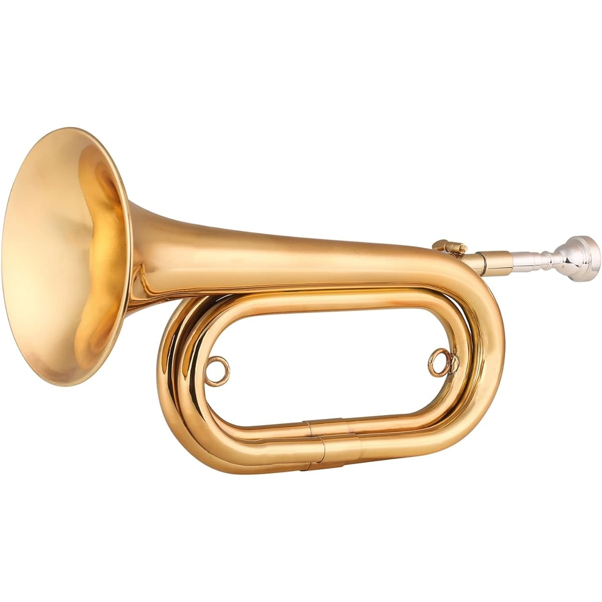 Brass Tuber Cole Gold Plated Trumpet Cavalry Horn Mouthpiece with Carrying Bag Musical Instrument for Beginners Band Play