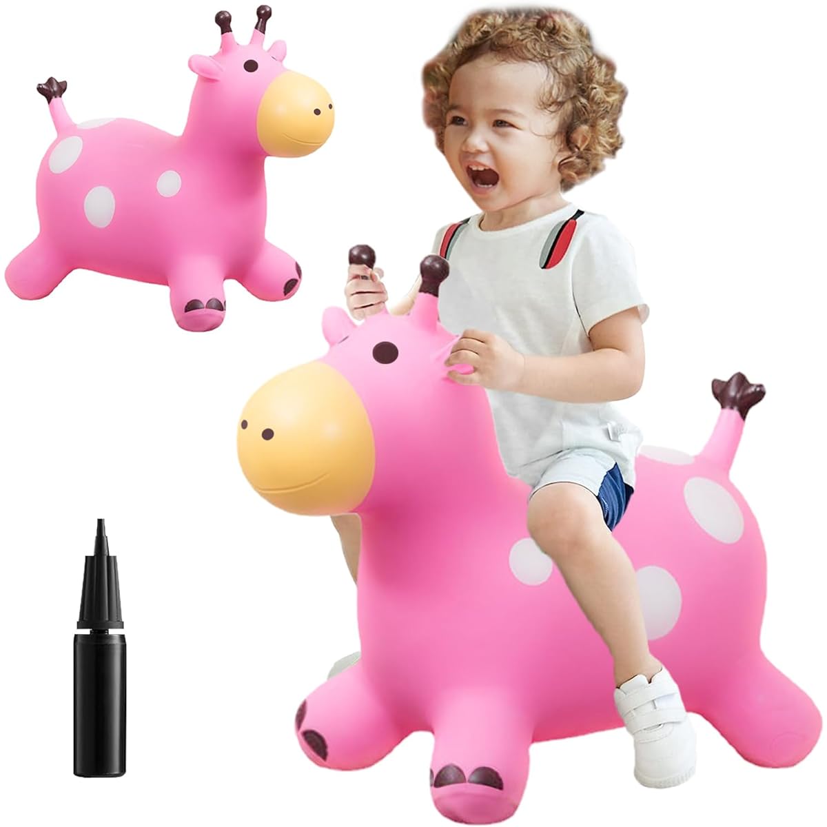 Bouncy Cow Toy Jumping Cow Toy for Kids Kids Favorite Jumping Toys Great for Birthdays Bouncy Cow Pink