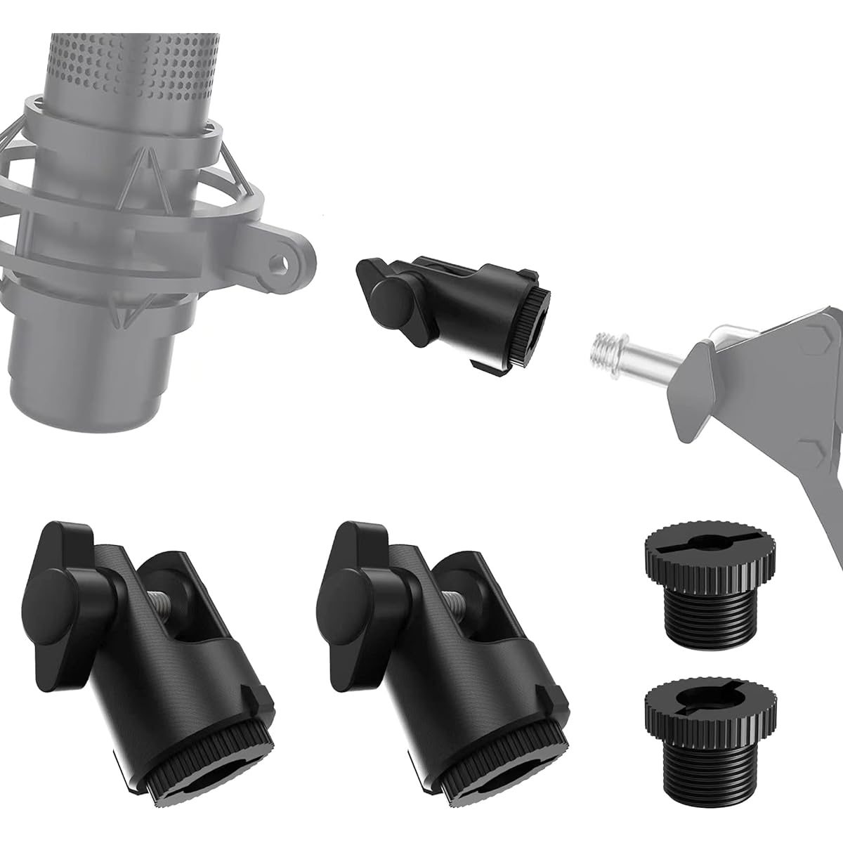 Microphone Mount Adapter Accessory for HyperX Quadcast Boom Arm, Easy to Install Mic Stand Adapter with 3/8" or 1/4" Thread Compatible with HyperX QuadCast Arms, Set of 8