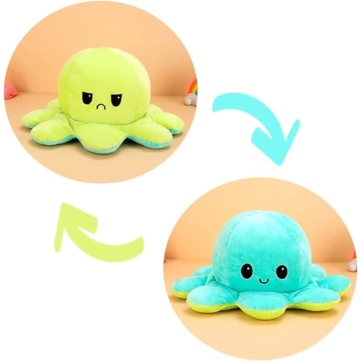 Octopus stuffed animal, reversible octopus stuffed animal, upside down octopus, angry face and smiling face, doll, double-sided, cute, present, gift, fluffy stuffed animal, celebration, birthday, 20/30/40/50/80/90/120cm, funny, photo prop