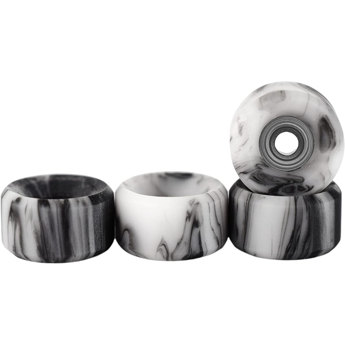 Teak Tuning Apex 61D Urethane Fingerboard Wheel - Slim Bowl Shape 7.5mm Diameter - ABEC-9 Stealth Bearings - Made in the USA - Grey & White Swirl Colorway