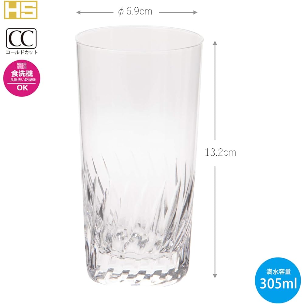 Toyo Sasaki Glass Tumbler 305ml Knack Feather HS 10 Unbreakable Made in Japan Dishwasher Safe T-21102HS-2 Pack of 6