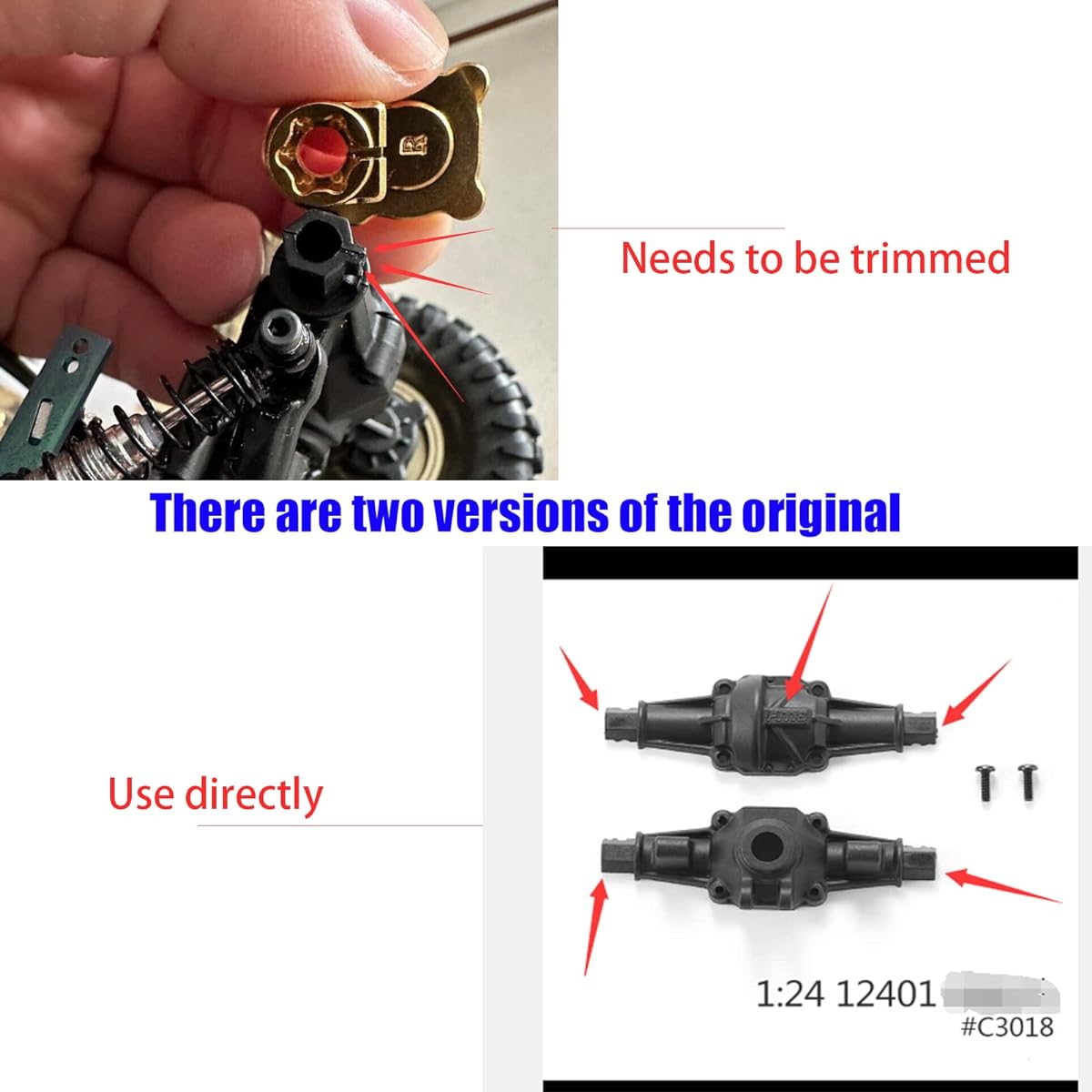 RCAWD Portal Axle Upgrade Parts for FMS 1:24 FCX24 Power Wagon RTR
