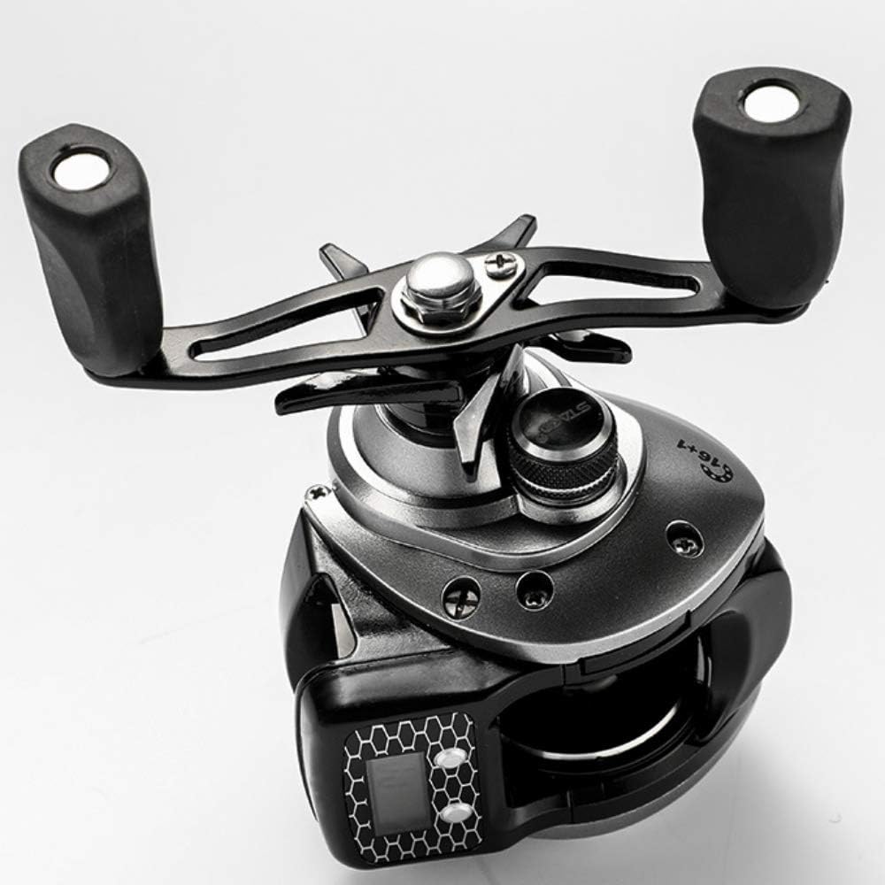 Line Counter Reel 16 + 1 Ball Bearing Gear Ratio: 6.3:1 Bait Reel Fishing Reel with Digital Display Fishing Tackle Right/Left Handle Maximum Drag Force 5kg Automatic Reel Winding Function Waterproof Design EasyRaku (Right Handle)