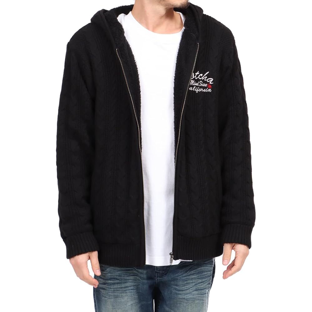 Gotcha 233G1602 Washable Cable Knit Back Boa Zip Parka