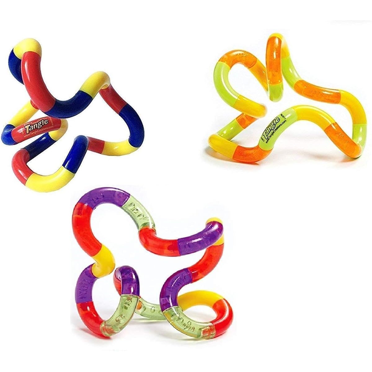 Tangle Jr Original Fidget Toys Set of 3 Fidget Sensory Therapy in Classic Triangle Gift Box