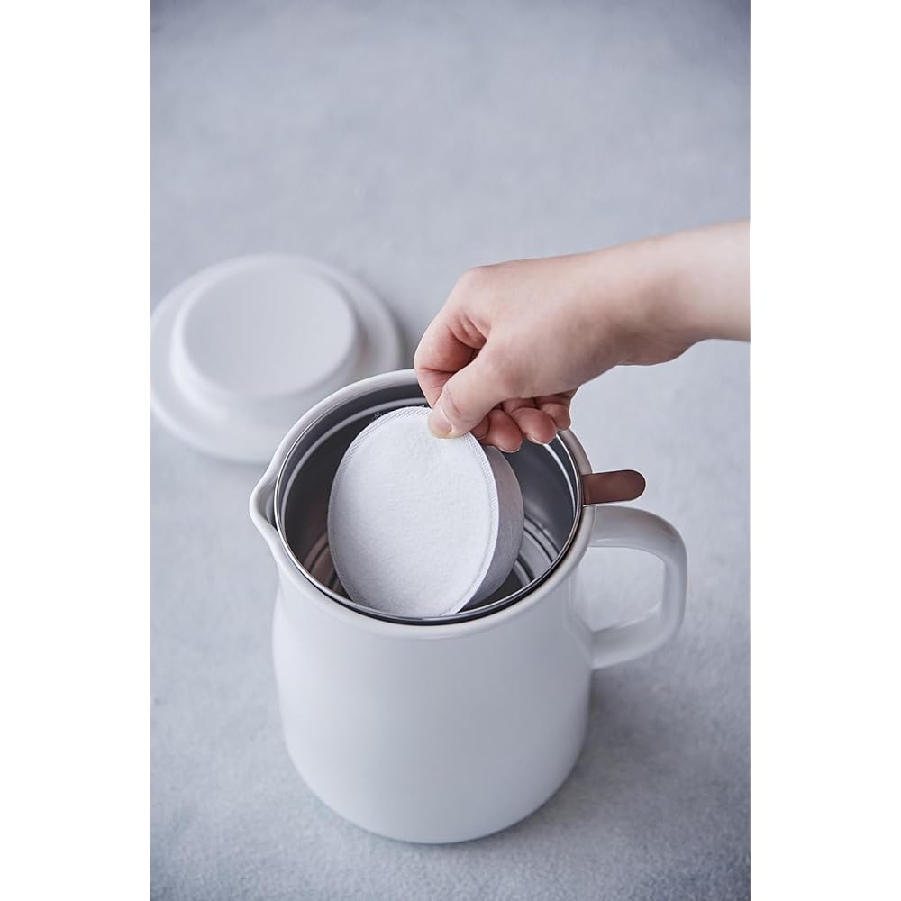 Noda Horo Oil Pot Enamel 800ml All White Made in Japan Lokapo NOL-800