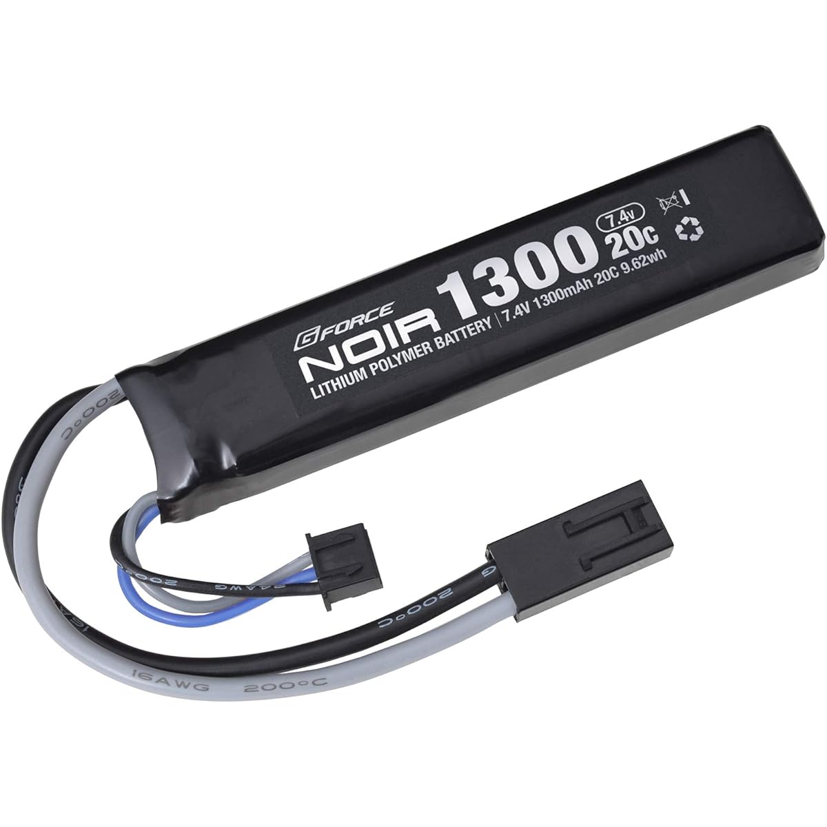 G-FORCE Noir LiPo 7.4V 1300mAh Next Generation Buffer Tube In GFG915