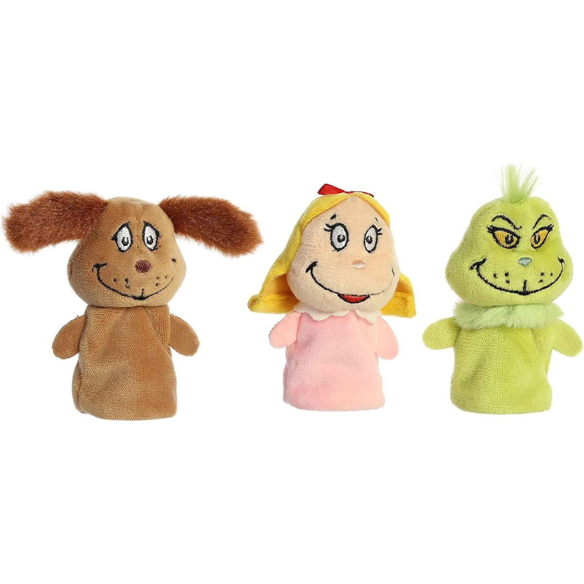 Aurora® Whimsical Dr. Seuss™ Grinch Finger Puppet Set Plush - Magical Storytelling - Literary Inspiration - Multicolor 3 Inch