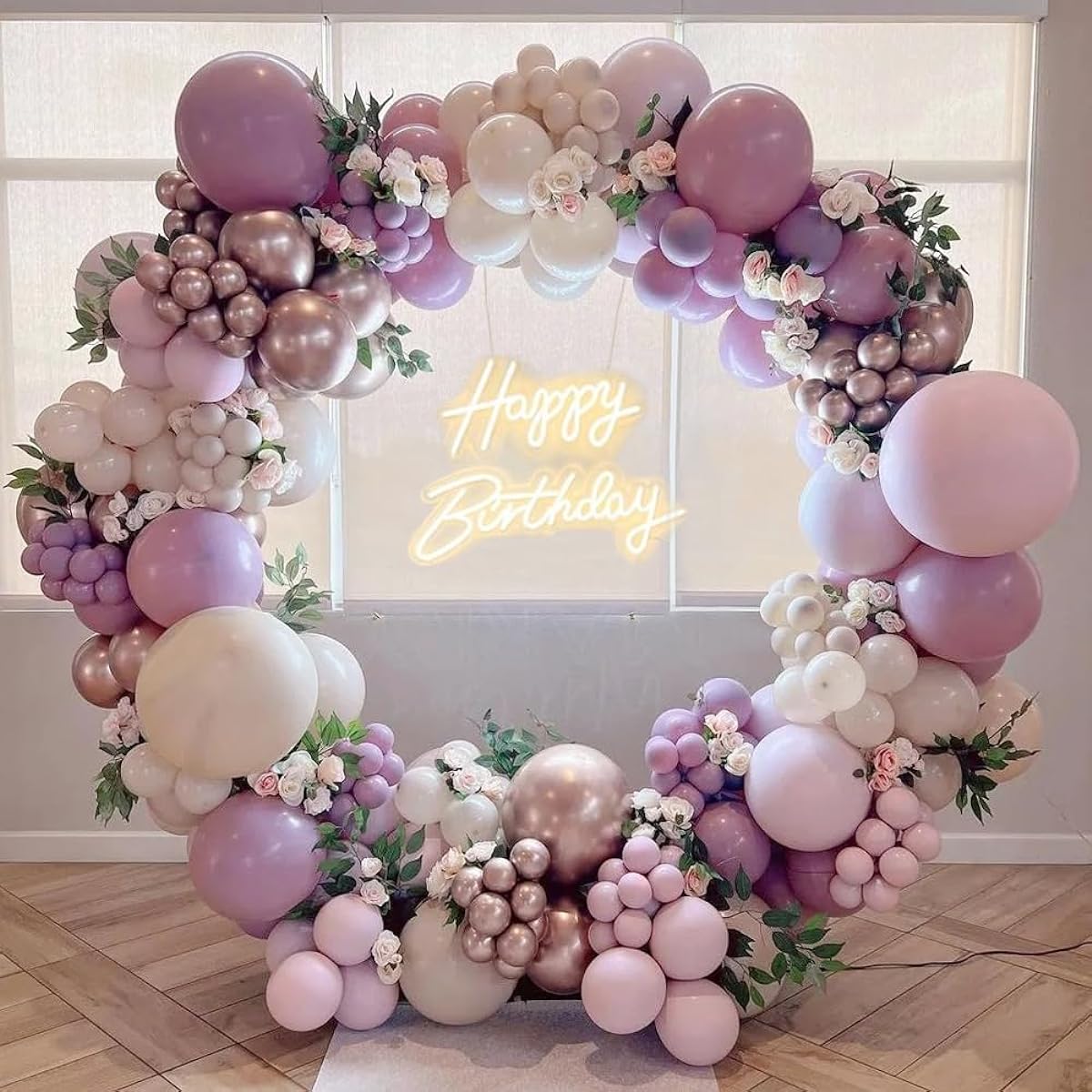 Dusty Purple Balloon Garland Arch Kit with 146pcs Pink Sand White Chrome Rose Gold Balloons for Wedding Birthday Baby Shower Bachelor Bridal Shower Lavender Party Decorations