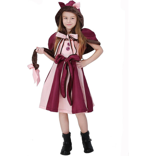Animal Costume for Kids Cheshire Cat Cosplay Cute Cat Costume Halloween Costume (Kids XL-(130-140))