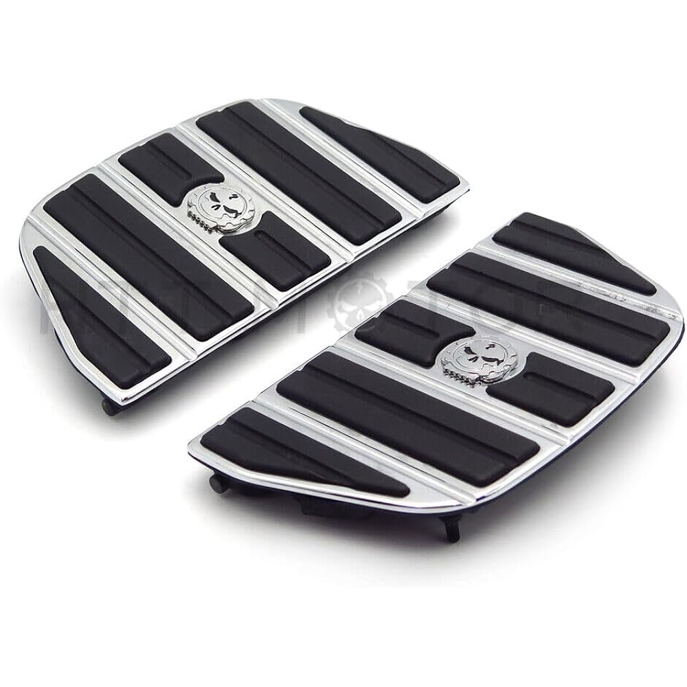 HTTMT- Chrome Gear Skull Passenger Footboard Floorboard Compatible with 87-15 Touring/86-15 Softail [P/N: MT216-069-CD-NEW]