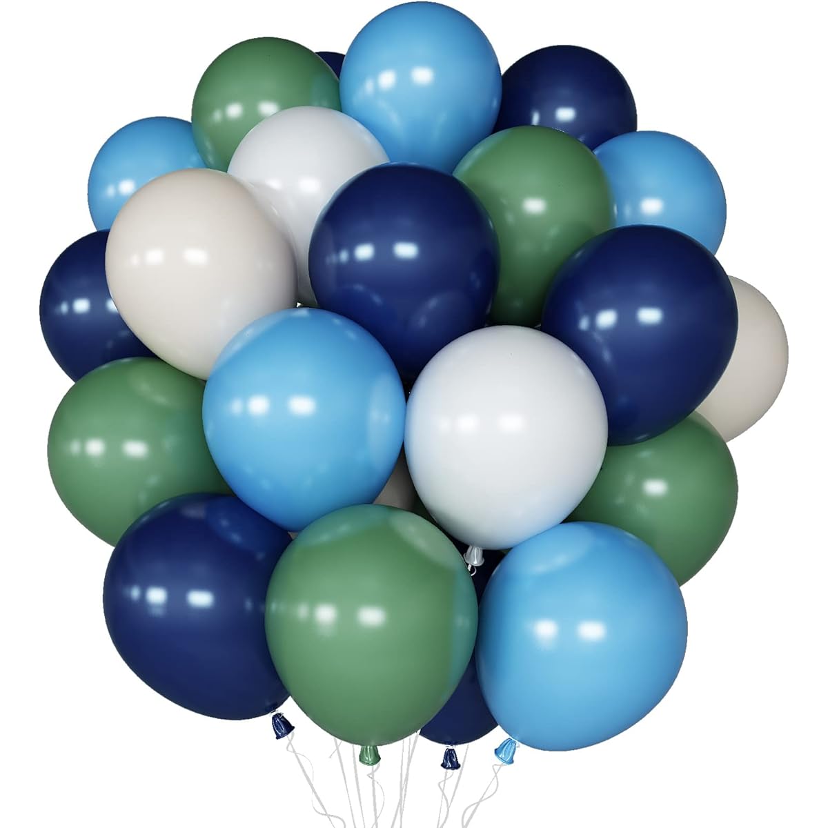 Green and Blue Balloons 60pcs 12inch Navy Blue Green White Latex Party Balloons for Kids Birthday Jungle Safari Theme Party Dinosaur Party Supplies Baby Shower Wedding Anniversary