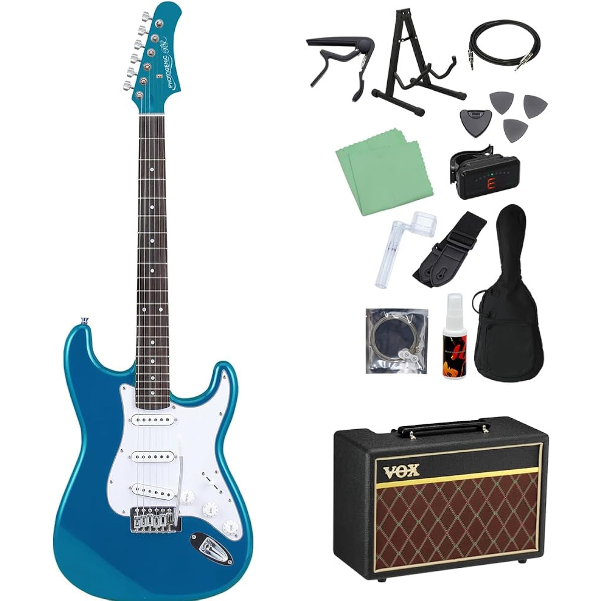 Photogenic ST-180 MBL Electric Guitar Beginner 14-piece Set [With VOX Amplifier] Stratocaster Type Photogenic