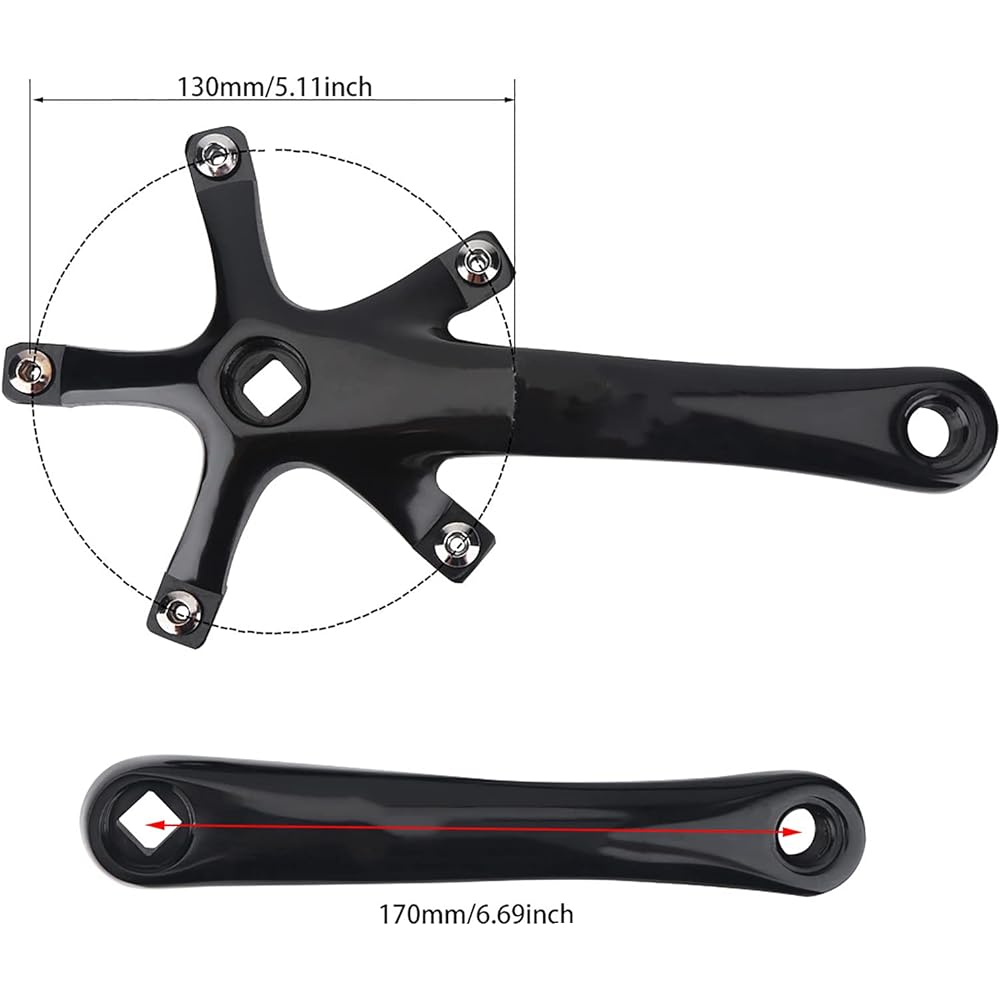 Bicycle Crankset Single Speed Crankset Ultra Light Durable Compatible Aluminum 170 mm Yes Black