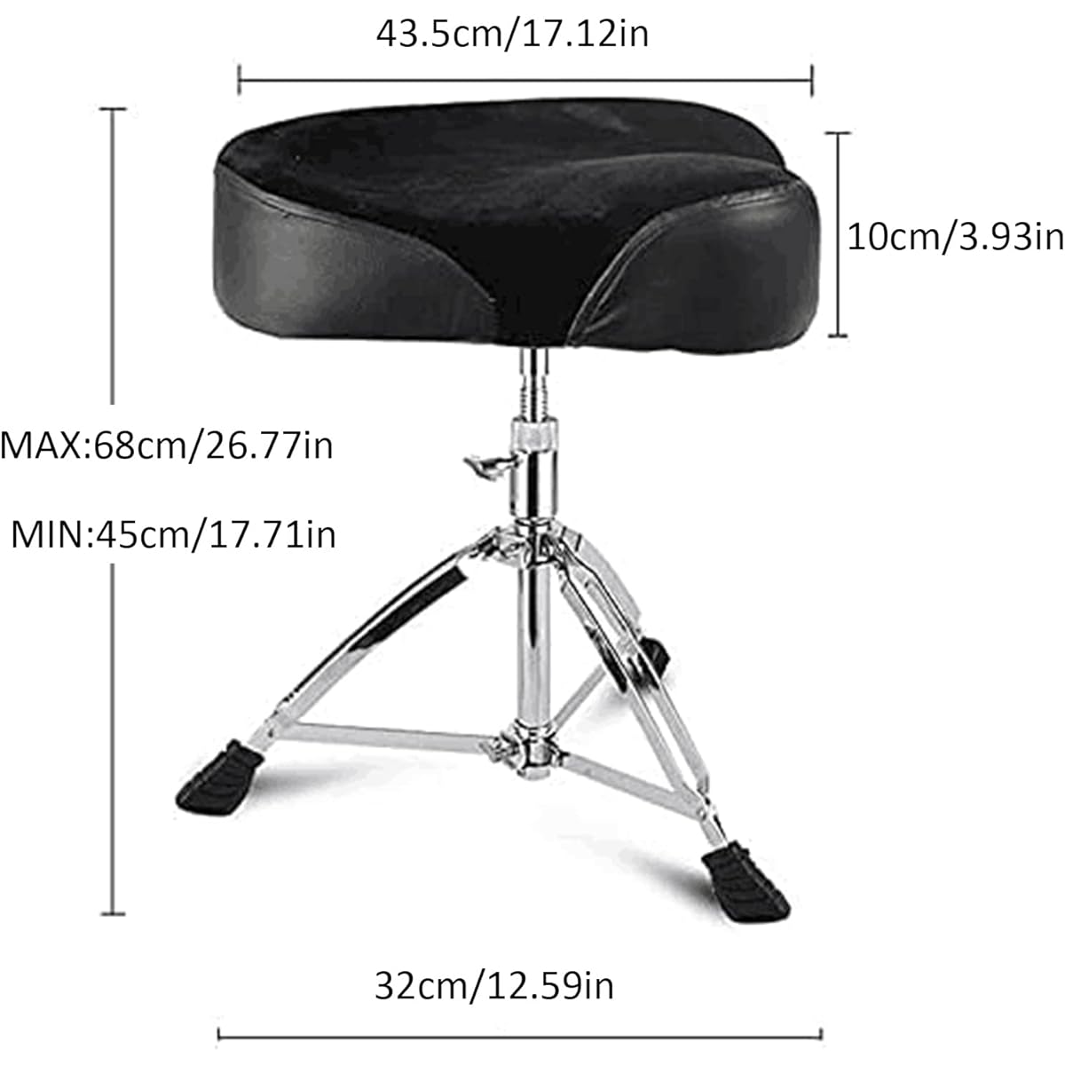 Drum Throne Drum Stool Height Adjustable Chair Heavy Duty Motorcycle Style Seat with 5A Drumsticks for Drummers