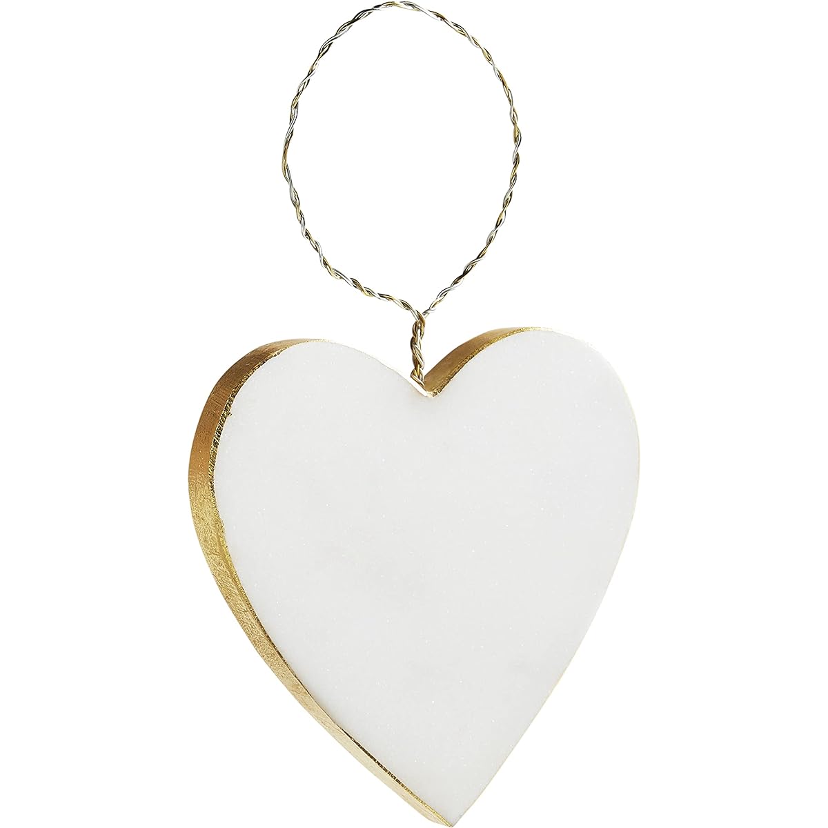 Mud Pie Marble and Gold Edge Christmas Ornament, Heart, 4" x 4"