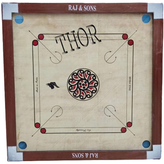 THORINSTRUMENTS Carrom Board Game Tournament Plywood with Coin & Striker International Carrom World Cup