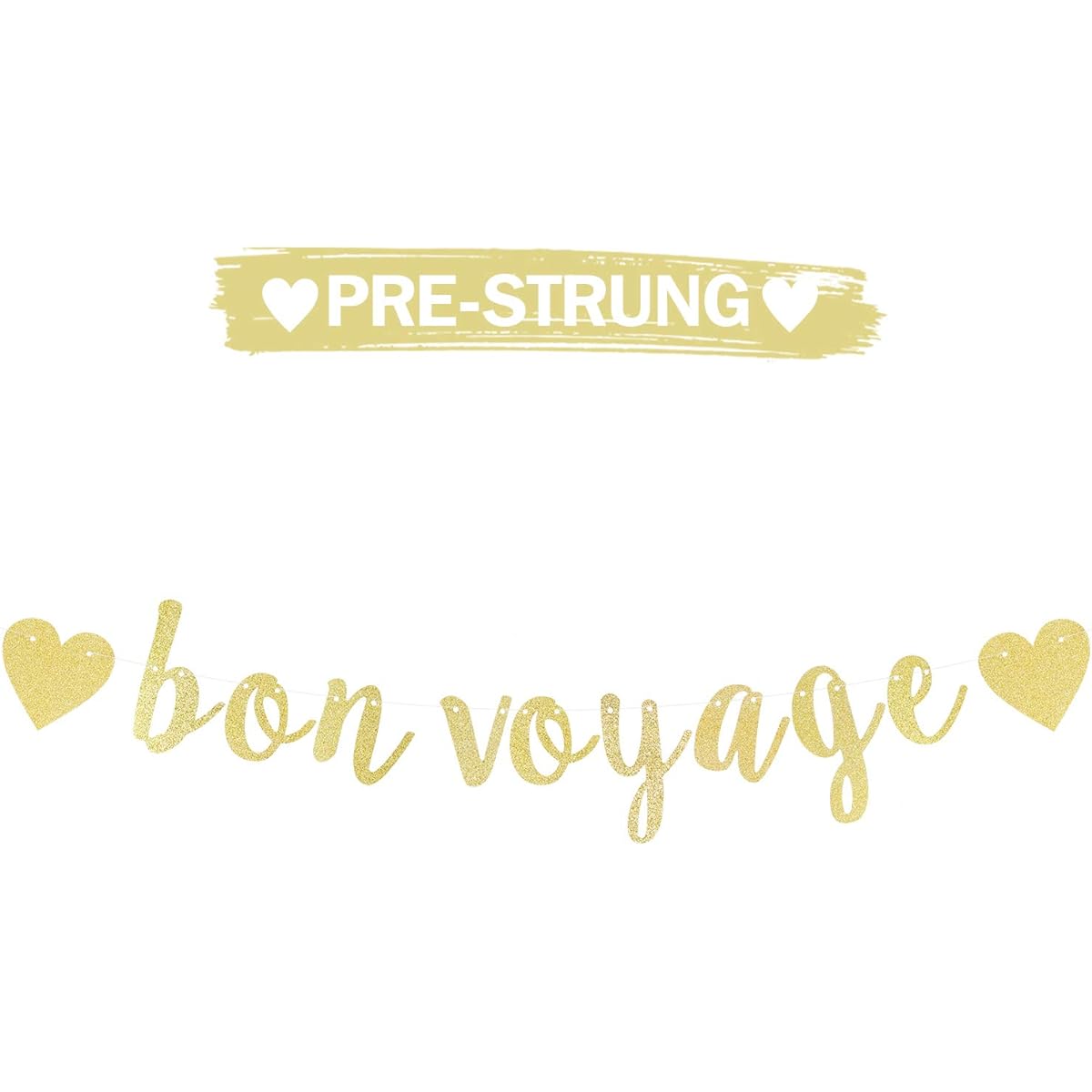 LINGTEER Bon Voyage Gold Glitter Banner Perfect for a Farewell Adventure Awaits Farewell Retirement Party Decorations