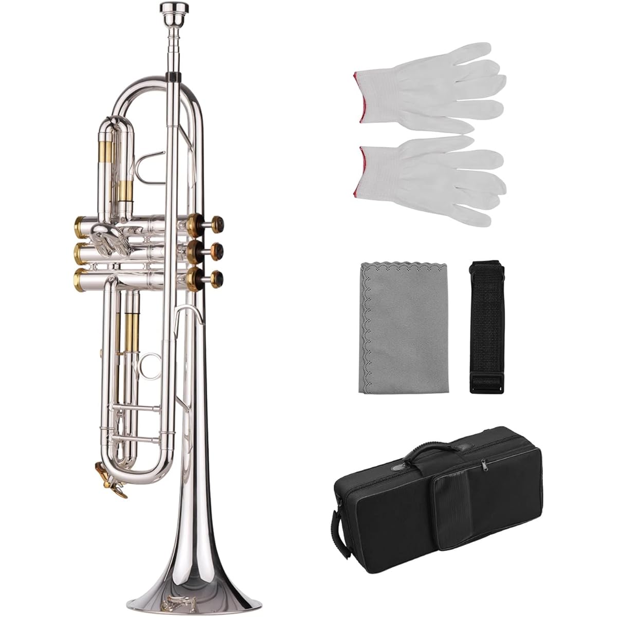 Mouthpiece bag gloves cleaning cloth included Old BB trumpet brass material silver plated surface wind instrument
