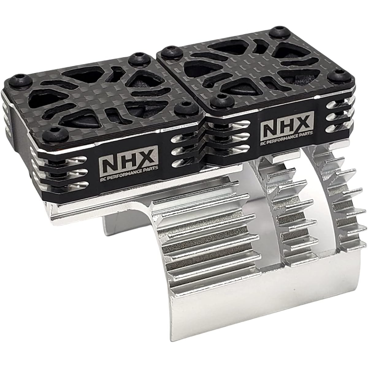 NHX RC 1/8 Twin Cyclone Aluminum HV Cooling Fan Cover 28000RPM Motor Heatsink Silver