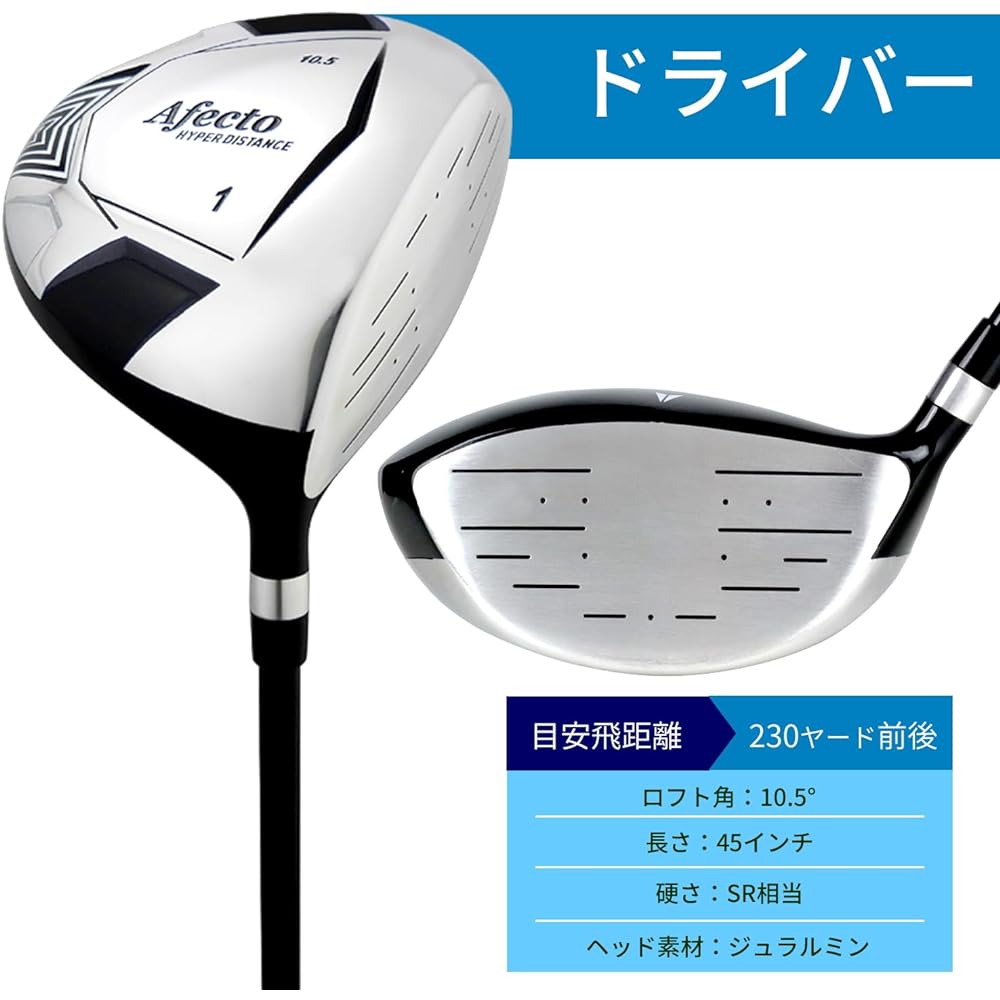 Right-handed Afecto Men's Golf Club Full Set with Caddy Bag, Set of 9 (1W/3W/7U/7I/8I/9I/PW/SW/Putter)