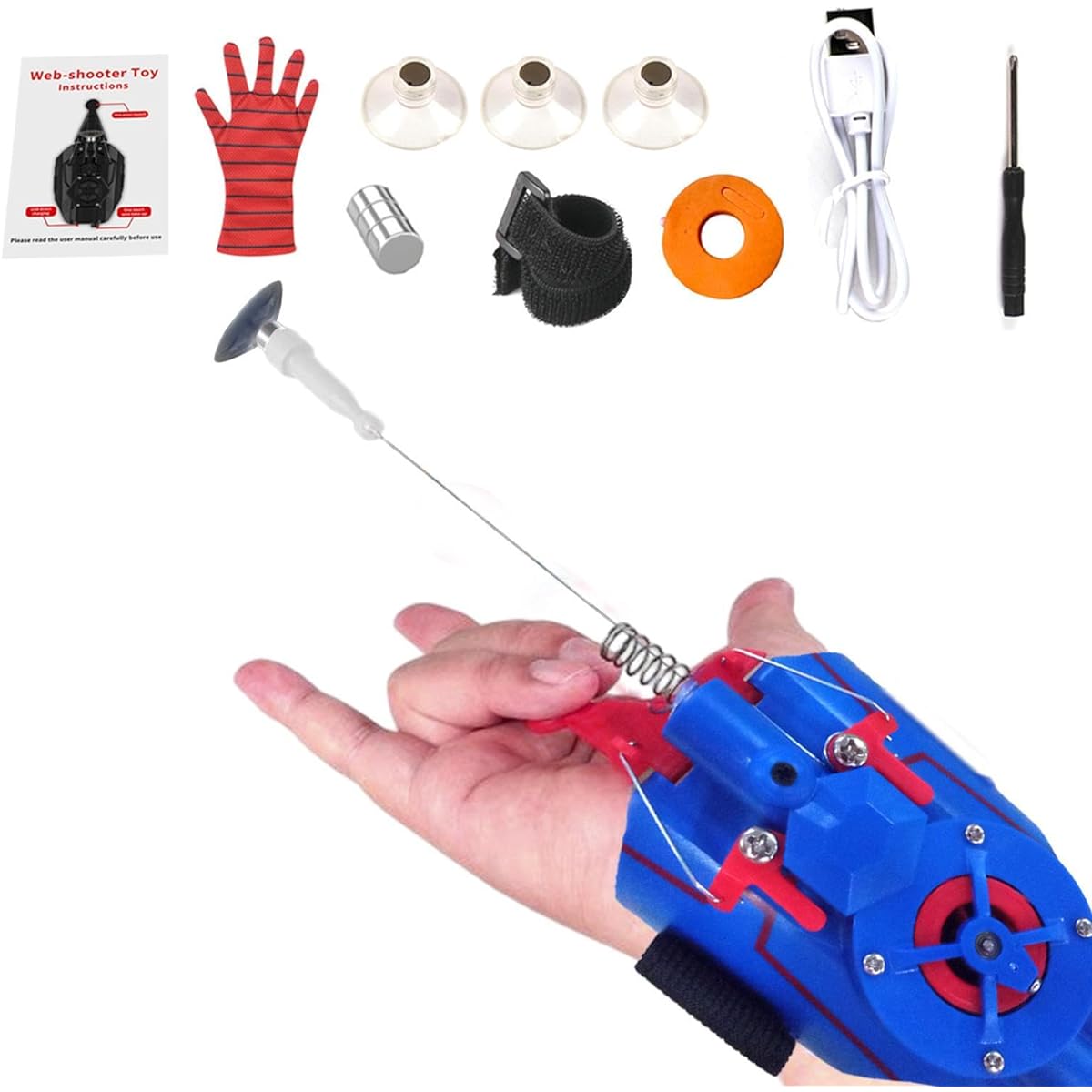 Spider Web Shooter for Kids,Web Shooter Toy with 2 Types of Arrows,Spider Launcher Gloves,Web Shooter Role Play Toys,Genuine Silk Wrist Ejection Launcher Magic Toys for Kids Hero Cosplay