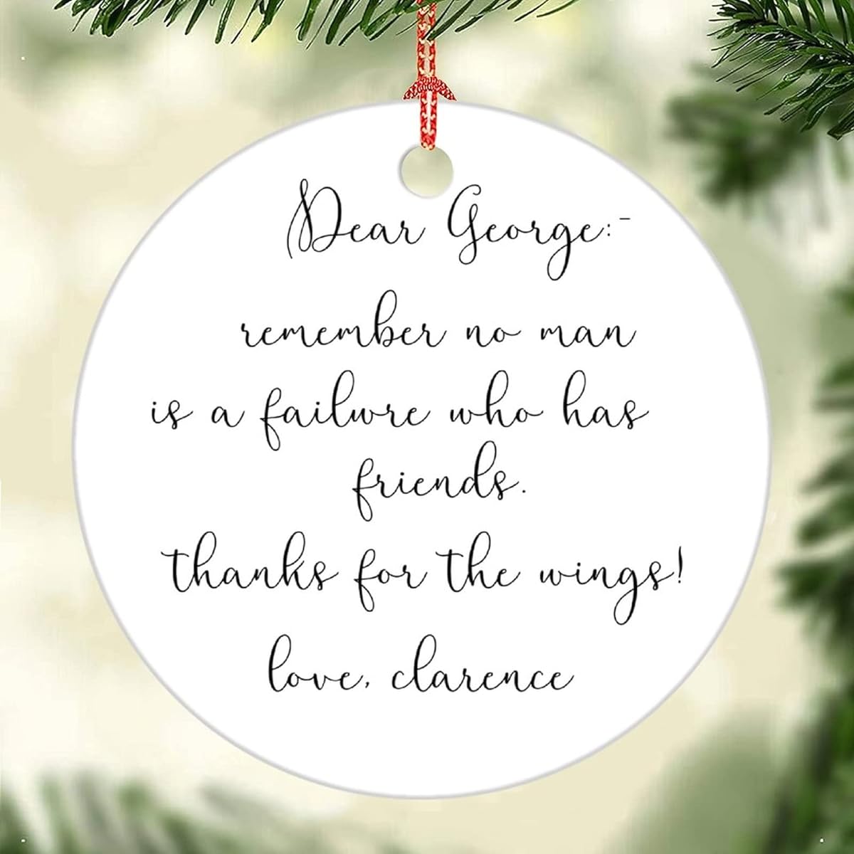 UTF4C Round Ceramic Ornament It's A Wonderful Life, Remember No Man is A Failure Christmas Tree Christmas Decoration 3"