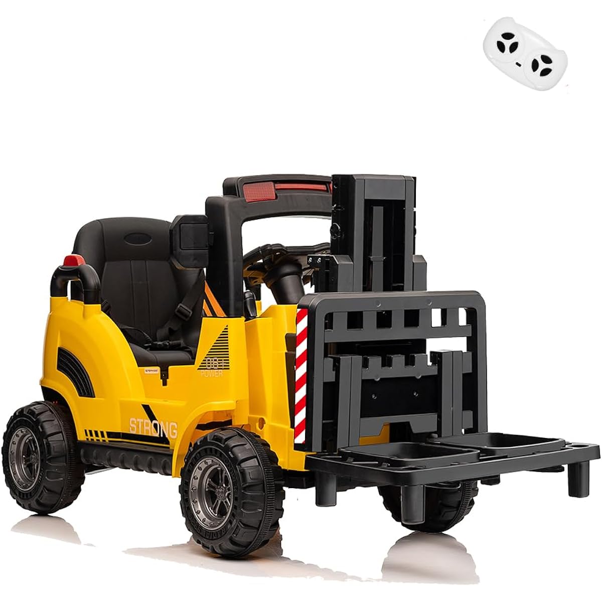 Ride on Forklift Car 12V Electric Ride On Car with Remote Control, Liftable Forks and Pallets, High/Low Variable Speed, Built-in Music, USB and Low Power Alarm for Boys and Girls, Yellow
