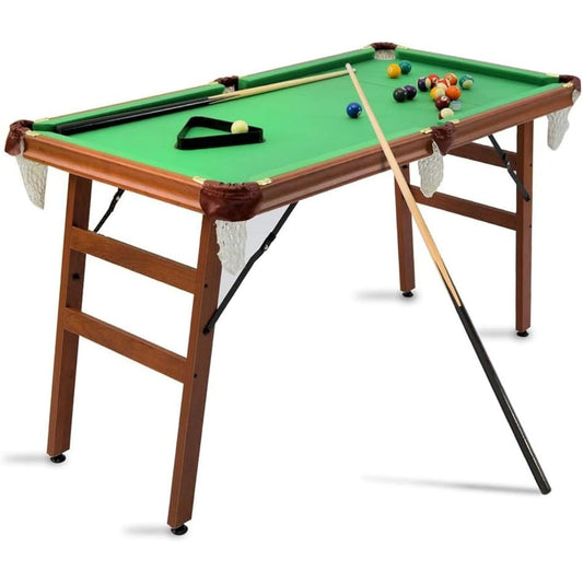 Hyner 55" Mini Billiard Table Folding Pool Game Table with 2 Cues, Full Set of Balls, Chalk, Triangles and Brushes Classic Style Portable Pool Table for Indoor Games (Green)