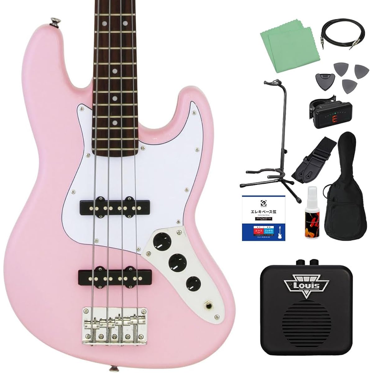 LEGEND LJB-MINI Kawaii Pink Bass Beginner 12-piece Set [Mini Amp Included] Mini Size Legend