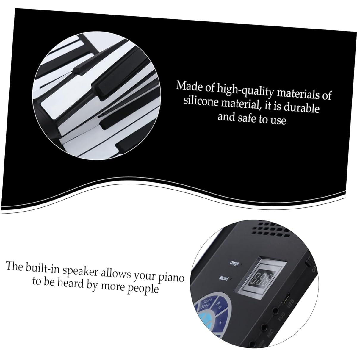 Vaguelly 1pc 88 Rolls Hand-Wound Electronic Piano Mini Keyboard Piano Silicon Keyboard Piano Portable Piano Silicon Piano Toy Keyboard Electric Piano Electronic Organ, K139ORR0558K961JYE3EU