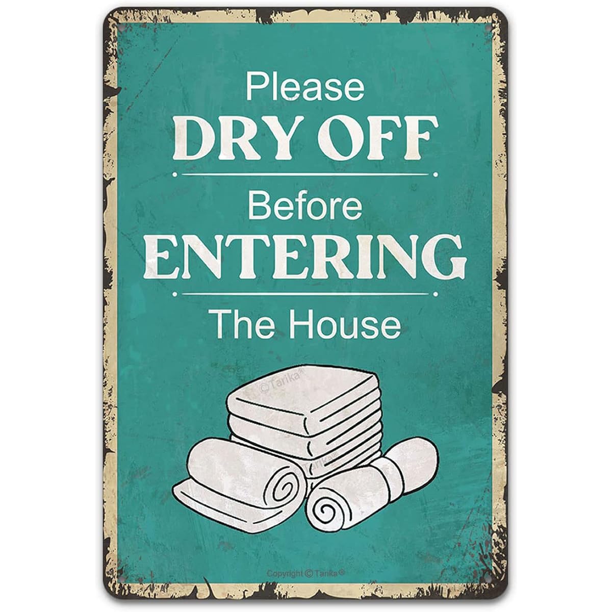 Please Dry Off Before Ending The House Swimming Pool Rules Warning Tin Sign Aluminum Hanging Plaque Art Wall Decor for Indoor/Outdoor 8x12 Inch