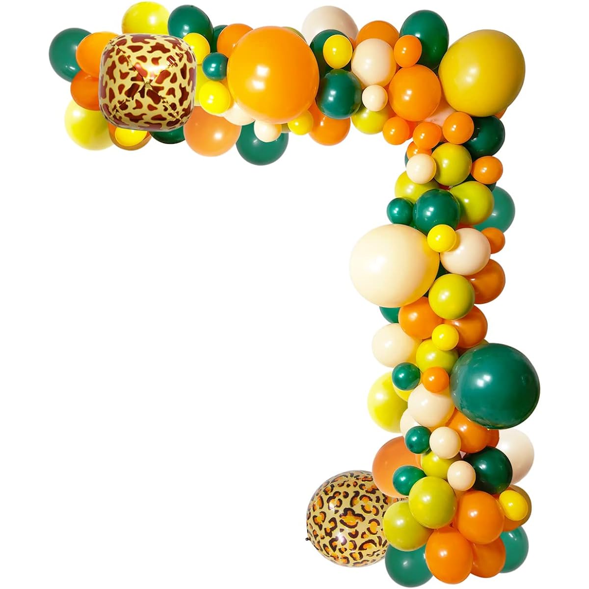 Lion Party King Balloon Garland Decorations 106 Pieces 18" 12" 10" 5" Jungle Safari Yellow Orange Dark Green Nude Tiger Deer 4D Mylar Balloons for Kids Birthday Baby Shower Supplies