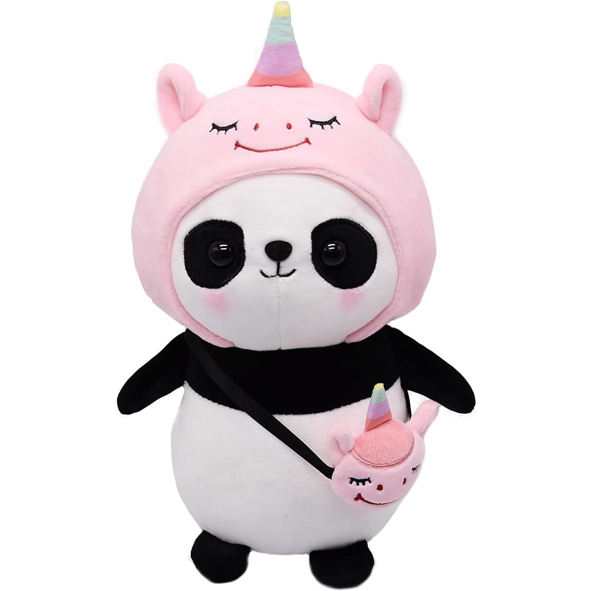 Cuddly Pandacorn Plush Soft Stuffed Animal Panda Bear with Adorable Unicorn Style Costume and Messenger Bag Super Cute Pandacorn for Kids Birthday and Party Supplies 12 Inch (Unicorn)