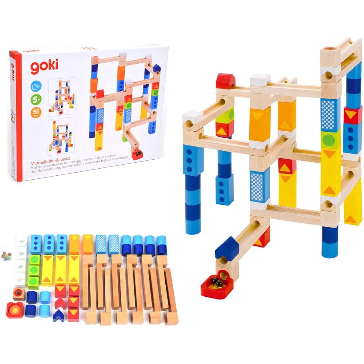 Marble Rolling Slope Building Blocks Educational Toy Made of Wood Gollnest&Kiesel Marble Run Construction (G53828)