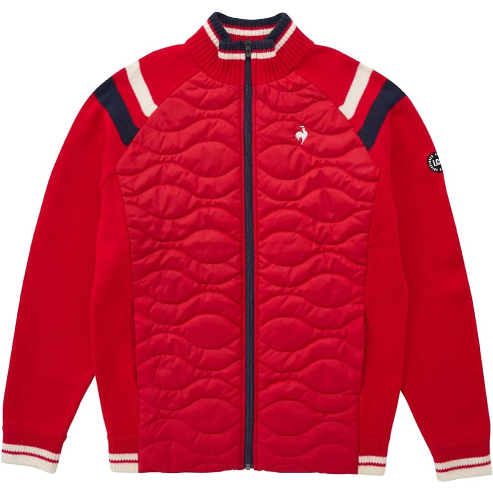 [Le Coq Sportif] Full Zip Cut and Sew Hybrid Sweater Thermal Body Heat Navi Warm Golf QGMWJL56 Men's