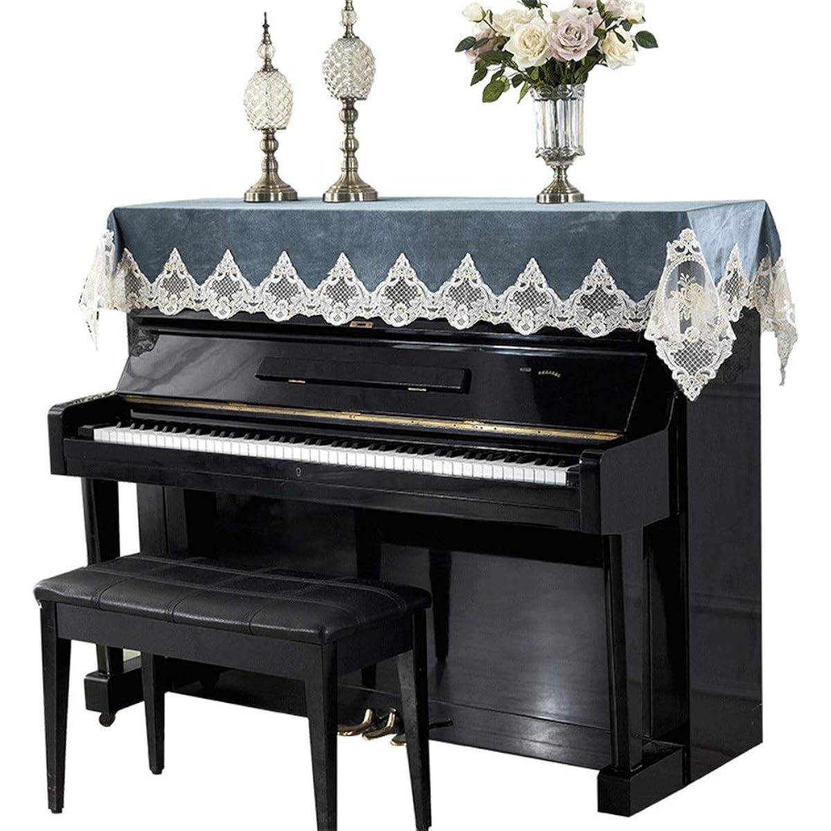Digital Piano Dust Cover Lace Piano Cover Princess Style Dustproof Simple Piano Clean Universal For Universal Piano (Color: A, Size: Free size)