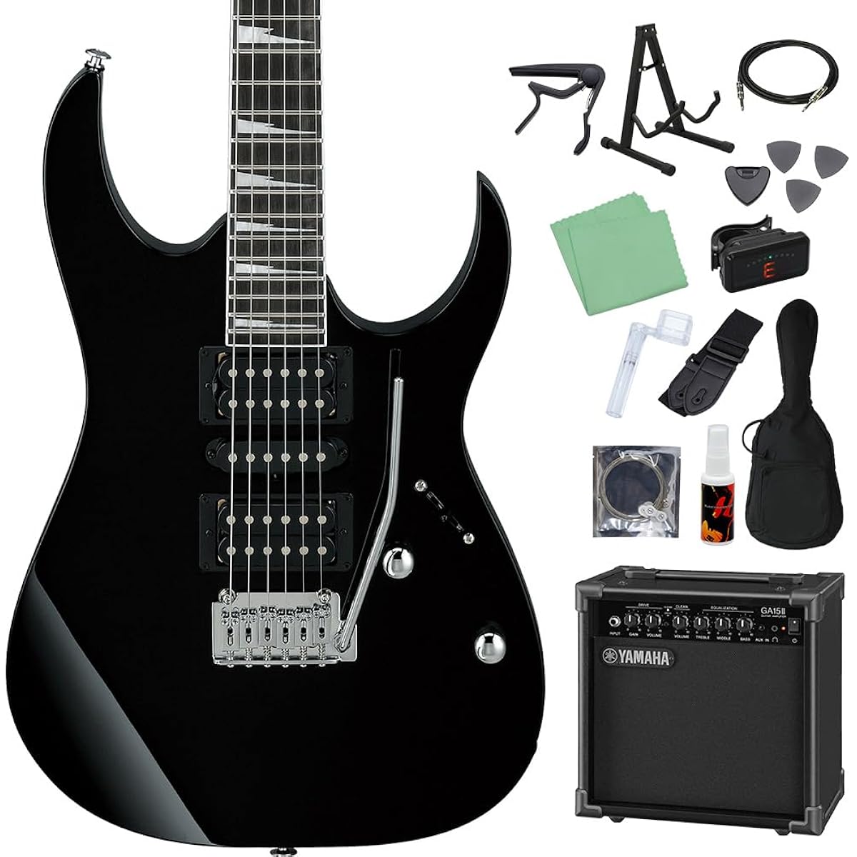Gio Ibanez GRG170DX BKN (Black Night) Electric Guitar Beginner 14-piece Set [Includes GA15II] Gio Ibanez