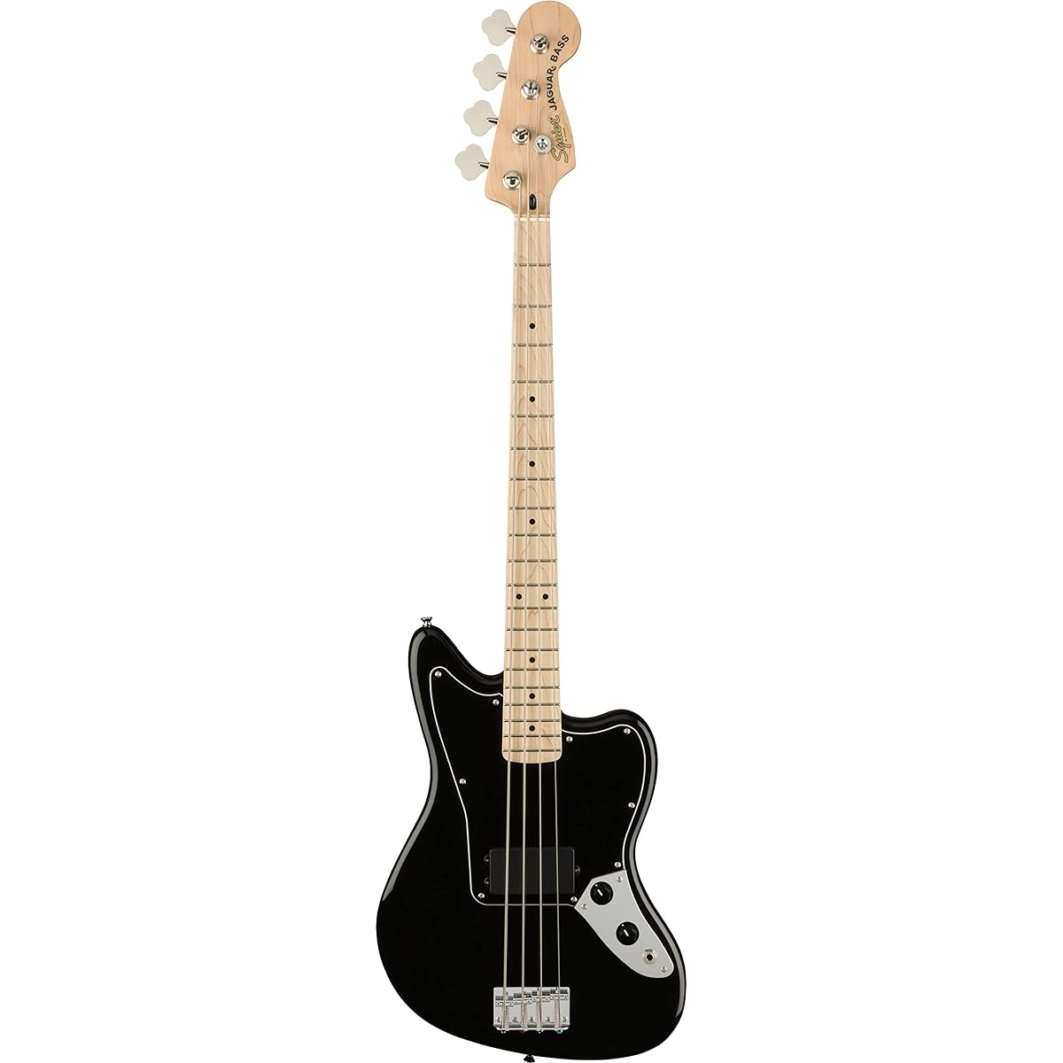 Squier by Fender Electric Bass Affinity Series Jaguar Bass H, Maple Fingerboard, Black Pickguard, Black BLK with soft case