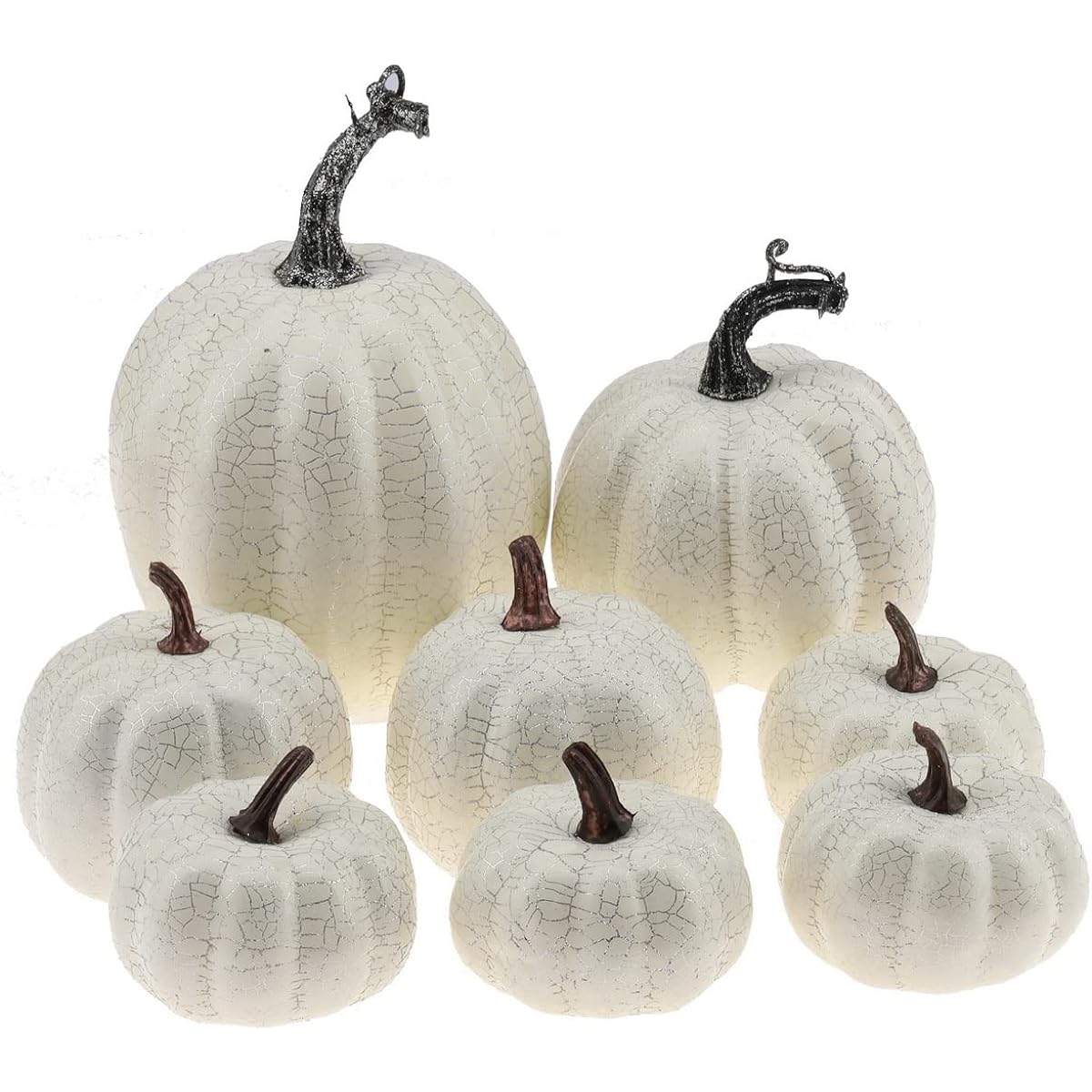 Meiwlong 8pcs Fake Pumpkins Artificial Vegetable Ornaments for Kitchen Harvest Home House Thanksgiving Halloween Tabletop Fireplace Party Decorations