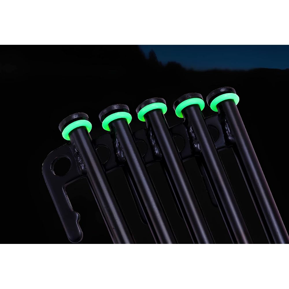 [Yamasauna] Set of 12 Pegs with Fluorescent Ring, Steel Pegs, Camping Tent, Tent Sauna, Tarp, Outdoor, Sturdy, Rustproof, Durable (20cm)