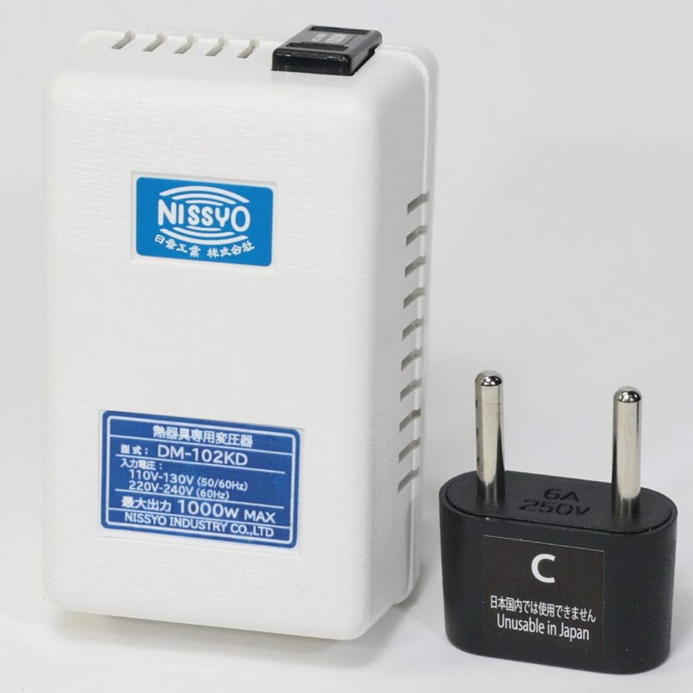 Nissho Kogyo Transformer, For Overseas Travel, For Heating Appliances Only AC110V~AC130V(50/60Hz) AC220V~AC240V(60Hz)→AC100V 1000W DM-102KD White