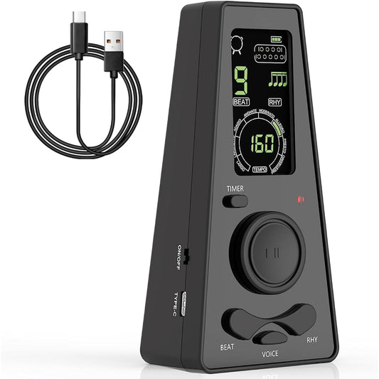 AUPHY Digital Metronome Piano Guitar Drum Violin woth Timer Vocal Headphone Jack Black