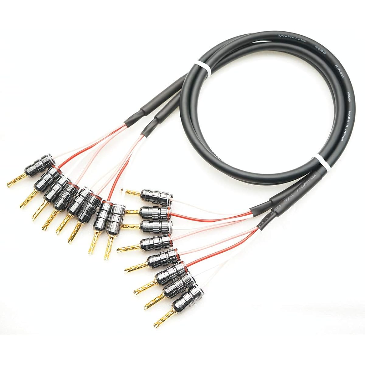 CANARE 4S8G OFC Compatible with bi-wiring, 2 pairs, made of beryllium copper, gold-plated, with banana plugs, speaker cables (4-4) (5m)