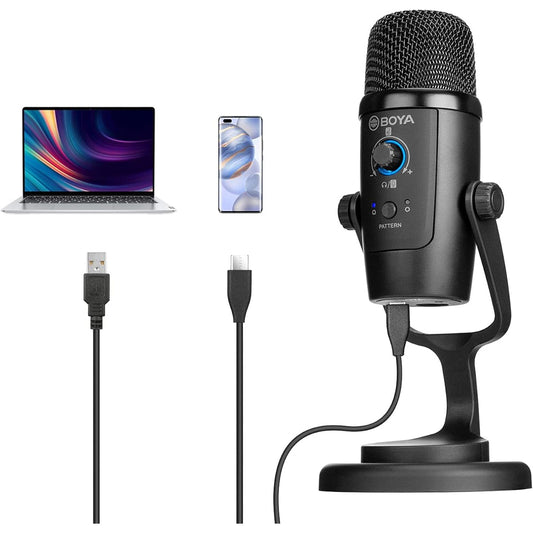 BOYA BY-PM500 USB Microphone with Desk Stand for Home Studio Recording, Podcasting, Video Conference Calls, Vocals, Steps, and More (BY-PM500)