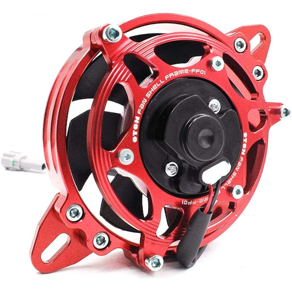 OTOM Oil Cooler Water Cooler Electric Radiator Cooling Fan for 150cc 200cc 250cc Dirt Pit Bike Motorcycle ATV Quad Motocross (Red Set)